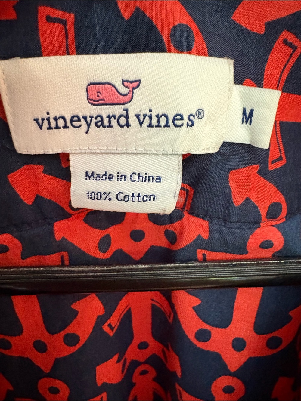 Vineyard Vines Anchor Print Tunic Top Navy Red Long Sleeve V-Neck Size M EUC - Picture 3 of 7